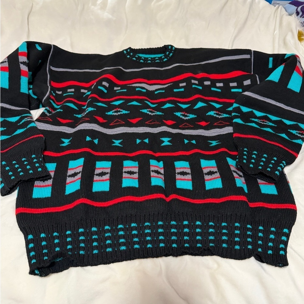 Coogi Style Geometric Patterned Aztec Reversible Sweater Unisex Xl/XXL